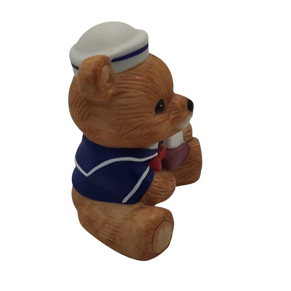 Vintage Homco Teddy Bear Figurine Playtime Sailor Boy Holding Boat Nautical 1417